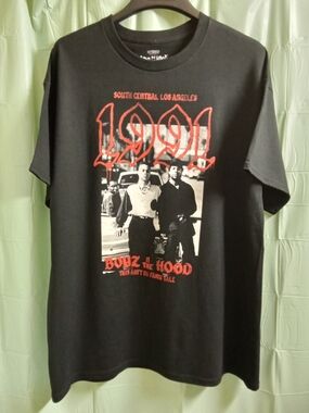 Hybrid Apparel Black '1991 Boyz N the Hood' Graphic Tee with Red Accents